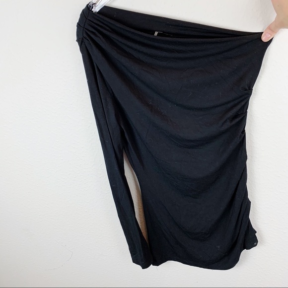 Tart Tops - TART Black Ruched One Shoulder Tunic Top E112